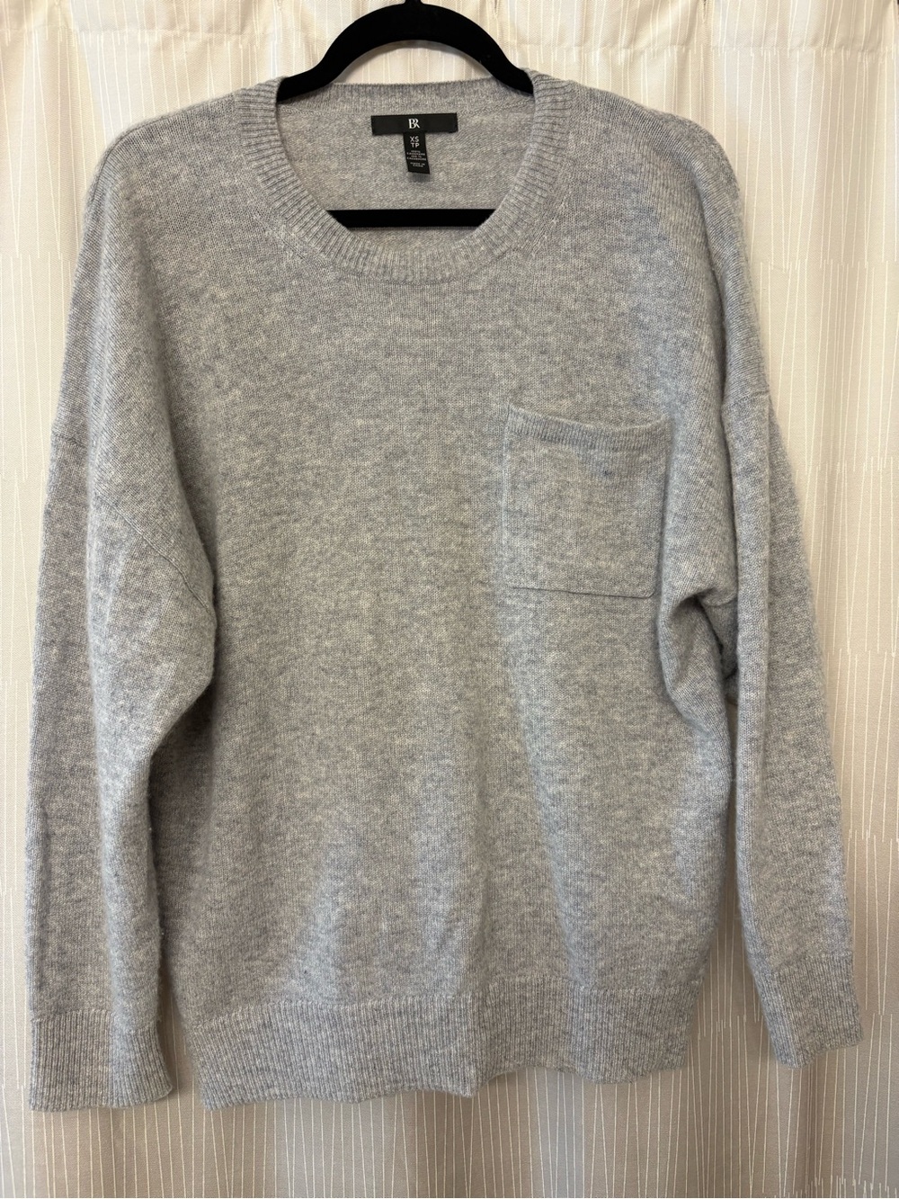 Banana Republic Heather Gray Crewneck Sweater with Chest Pocket